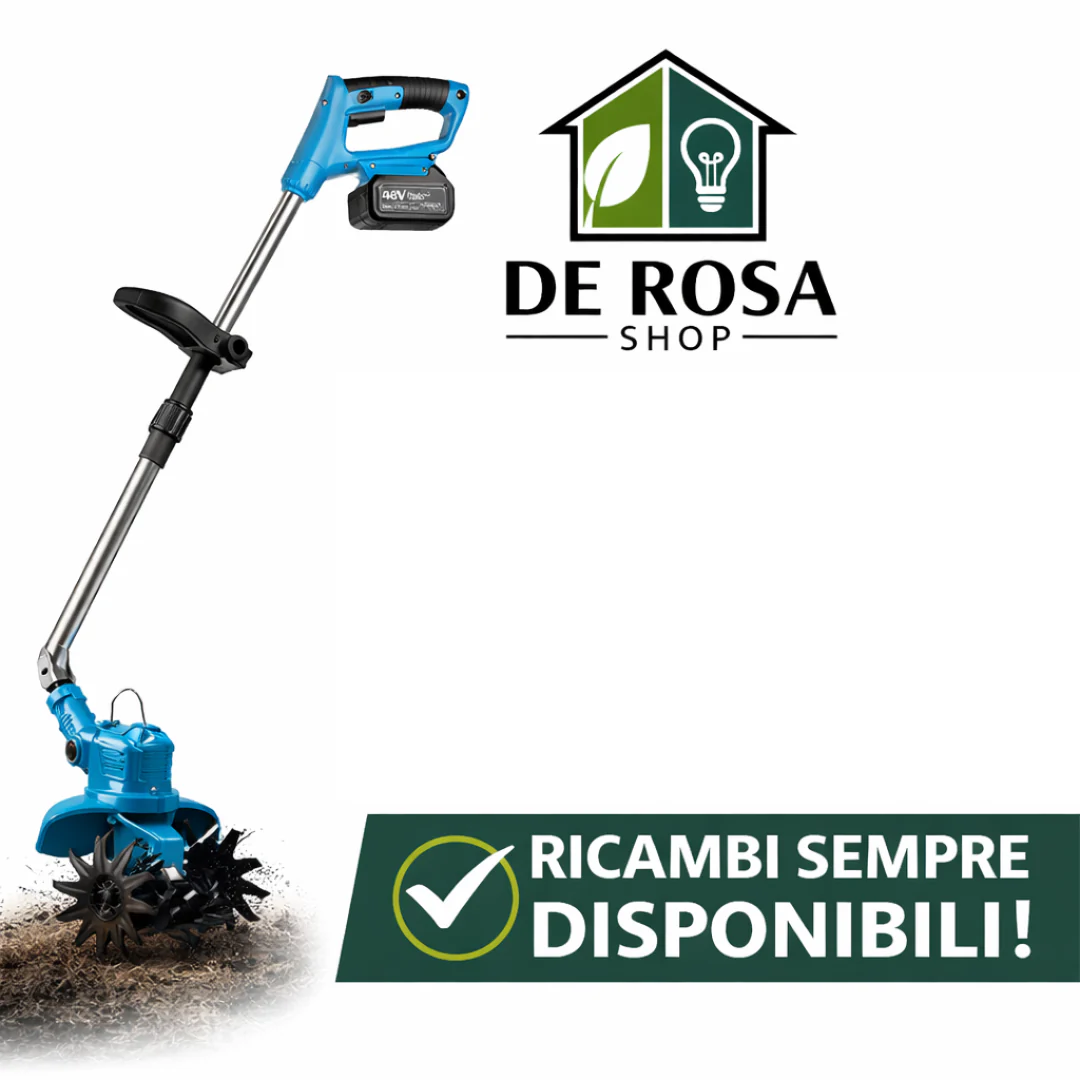 Motozappa Elettrica 48V Senza Fili Potente, Leggera e Facile da Usare, 2 Batterie Incluse.