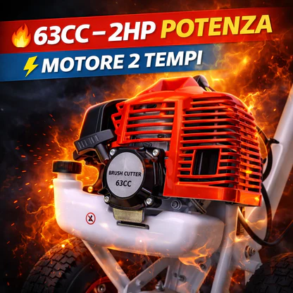 Decespugliatore a  Scoppio con Ruote 63CC, Potente, Preciso e Senza Fatica.