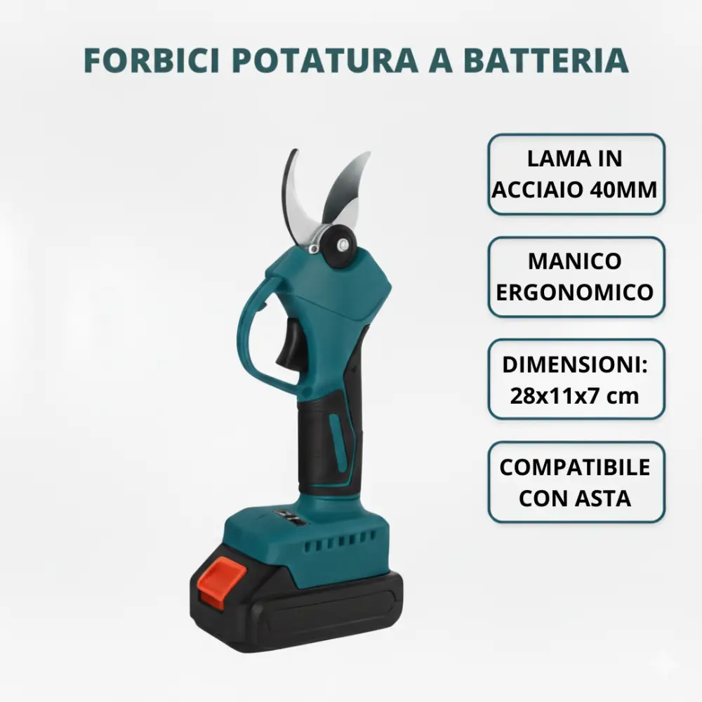 Forbici da Potatura a Batteria + Mini Motosega Elettrica con 2 Batterie 48v.