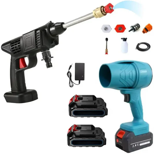 Idropulitrice a Batteria con Mini Soffiatore Incluso, Portatile, 2 Batterie 48V Intercambiabili per Pulizia Versatile e Senza Fili