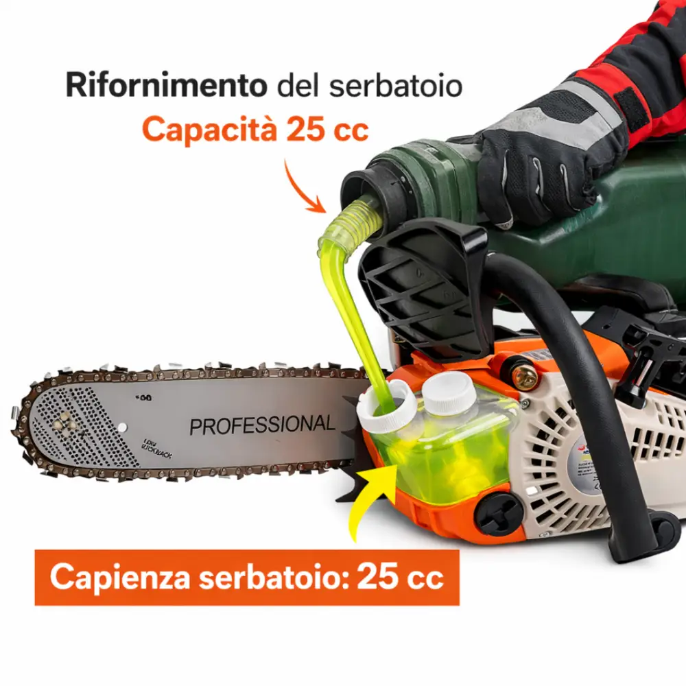 Motosega a Scoppio 25cc Professionale, Potenza, Controllo e Affidabilità.