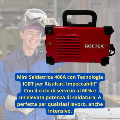 Saldatrice Inverter Mini MMA 400A Ultra Compatta | IGBT DC, VRD, Display LED