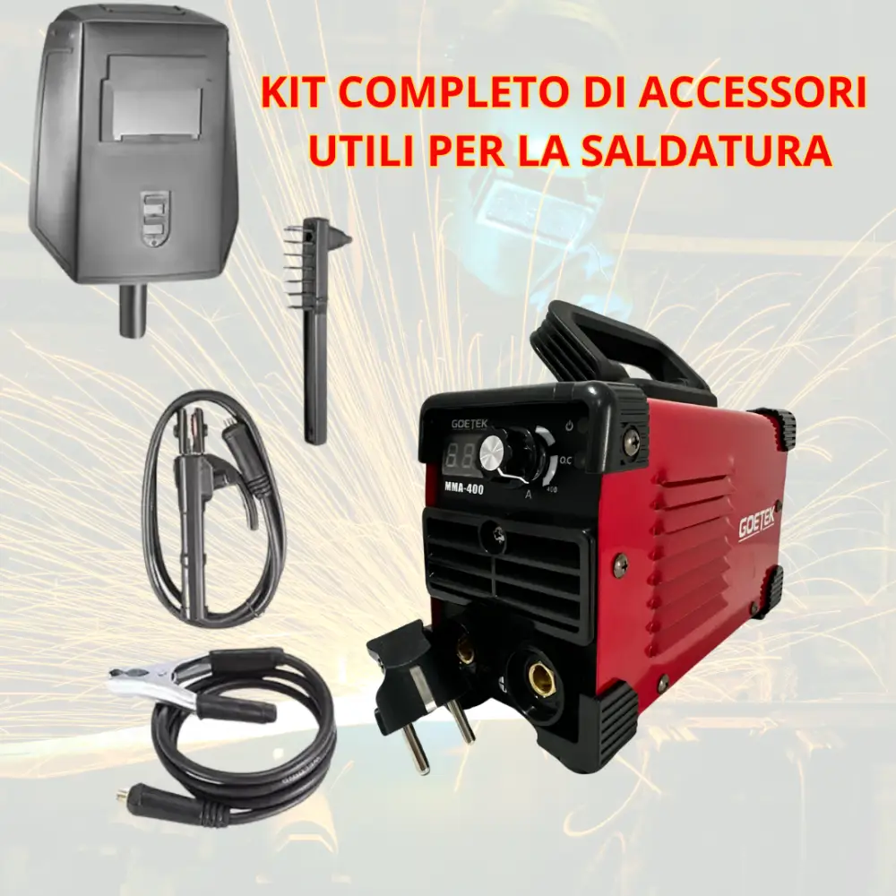 Set Saldatrice Inverter 400A MMA IGBT, + Mini Avvitatore + Mini Smerigliatrice, con 2 Batterie 48V e Caricatore, Kit Professionale Compatto e Potente con Display LED, 3 Dischi
