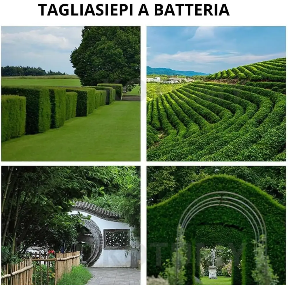 Tagliasiepi a Batteria Per Giardino, Tosasiepi Elettrico Senza Fili Con Lama In Acciaio 52Cm