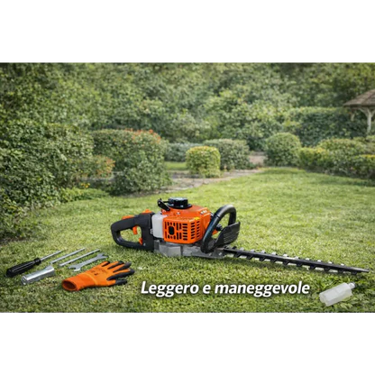 Tagliasiepi a Scoppio 23cc Professionale, Lama 60 cm, Manico Rotante, Leggero e Potente