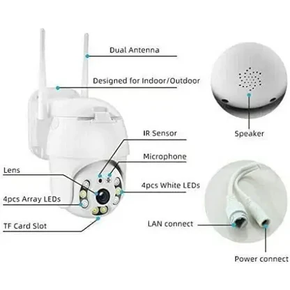 Telecamera Wi-Fi Esterna, Videocamera Di Sorveglianza 1080IP Ptz 360°