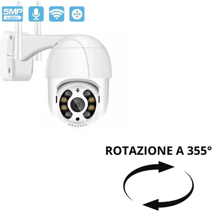 Telecamera Wi-Fi Esterna, Videocamera Di Sorveglianza 1080IP Ptz 360°