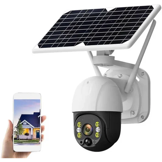 Telecamera Wifi Esterno Senza Fili con Pannello Solare, Videosorveglianza con Visione Notturna a Colori, Telecamera 2K Ptz 355°/90° con Audio Bidirezionale e Allarme