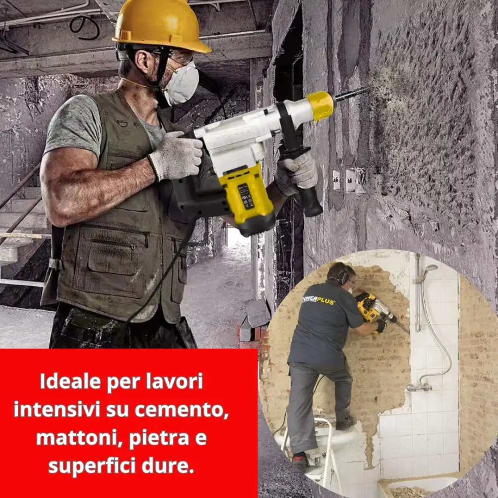 Trapano a Percussione SDS-Plus 2000W 220V SL3204, Martello Demolitore 4 Funzioni con Regolazione Velocità 1-6, Frizione di Sicurezza, Controllo Vibrazioni, Scalpelli e Punte Inclusi + Valigetta,1-1/4.