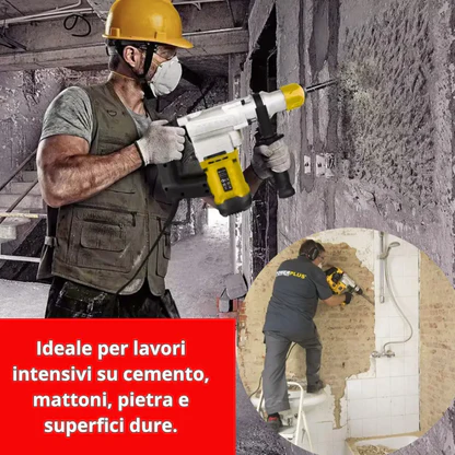 Trapano a Percussione SDS-Plus 2000W 220V SL3204, Martello Demolitore 4 Funzioni con Regolazione Velocità 1-6, Frizione di Sicurezza, Controllo Vibrazioni, Scalpelli e Punte Inclusi + Valigetta,1-1/4.