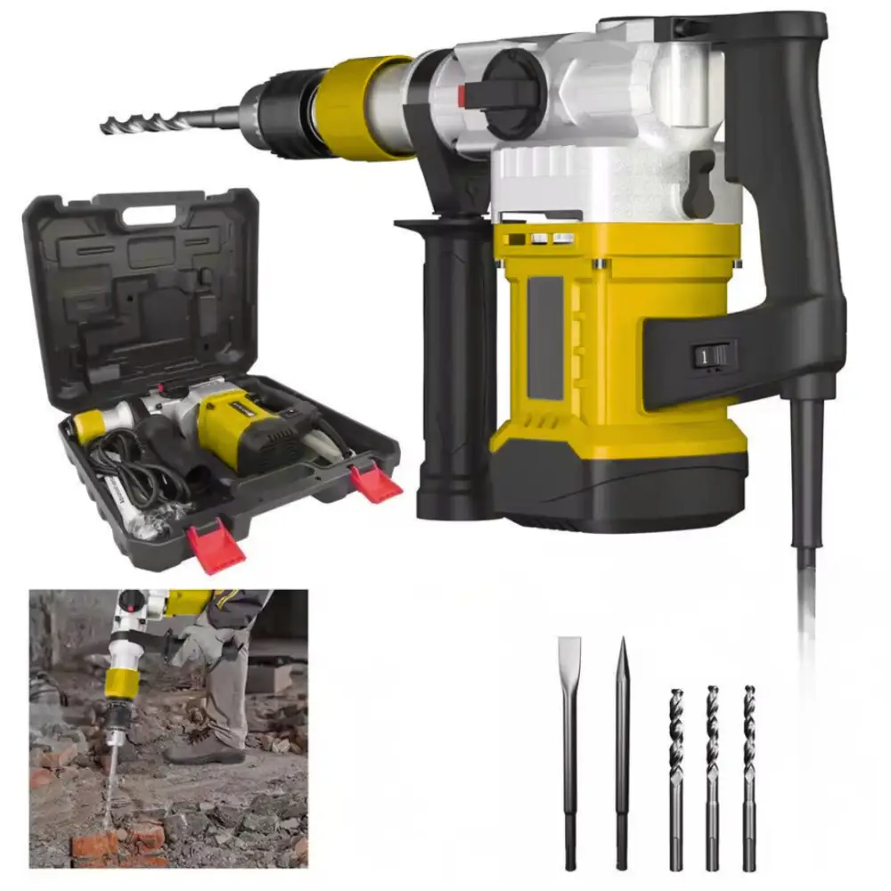 Trapano a Percussione SDS-Plus 2000W 220V SL3204, Martello Demolitore 4 Funzioni con Regolazione Velocità 1-6, Frizione di Sicurezza, Controllo Vibrazioni, Scalpelli e Punte Inclusi + Valigetta,1-1/4.