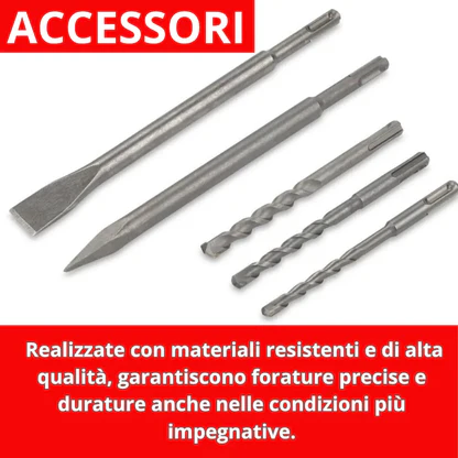 Trapano a Percussione SDS-Plus 2000W 220V SL3204, Martello Demolitore 4 Funzioni con Regolazione Velocità 1-6, Frizione di Sicurezza, Controllo Vibrazioni, Scalpelli e Punte Inclusi + Valigetta,1-1/4.