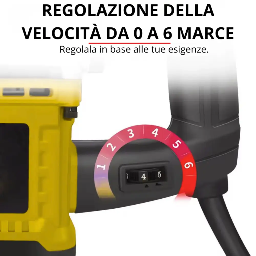 Trapano a Percussione SDS-Plus 2000W 220V SL3204, Martello Demolitore 4 Funzioni con Regolazione Velocità 1-6, Frizione di Sicurezza, Controllo Vibrazioni, Scalpelli e Punte Inclusi + Valigetta,1-1/4.