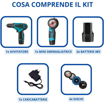 Trapano Avvitatore a Batteria, Mini Smerigliatrice Angolare, Taglierina Elettrica