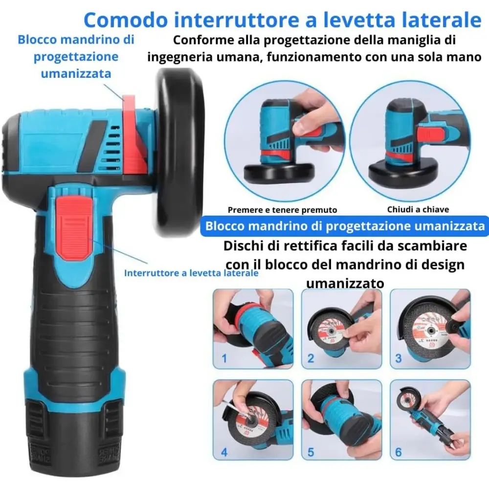 Trapano Avvitatore a Batteria, Mini Smerigliatrice Angolare, Taglierina Elettrica