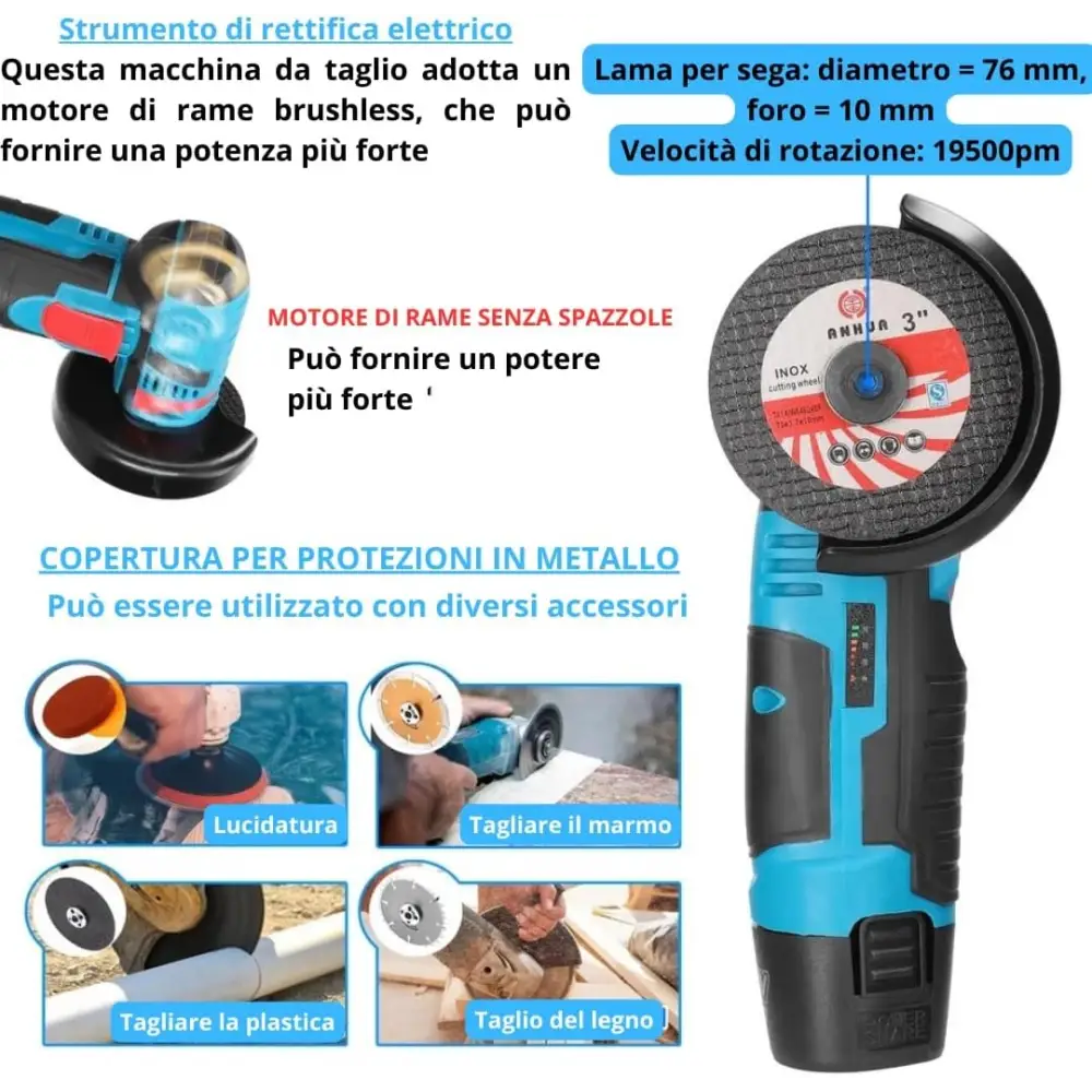 Trapano Avvitatore a Batteria, Mini Smerigliatrice Angolare, Taglierina Elettrica